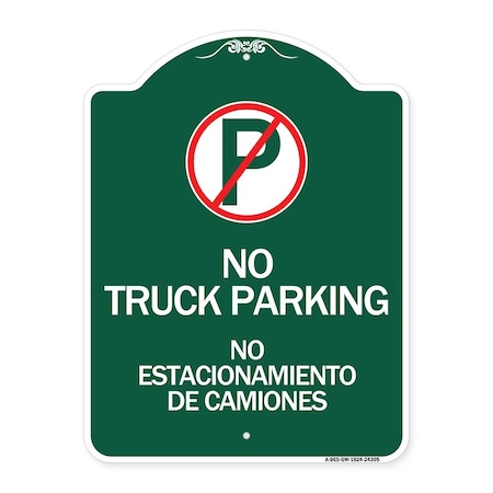 Signmission Bilingual No Parking No Truck Parking No Estacionamiento De Camiones Alum, 18" x 24", GW-1824-24305 A-DES-GW-1824-24305